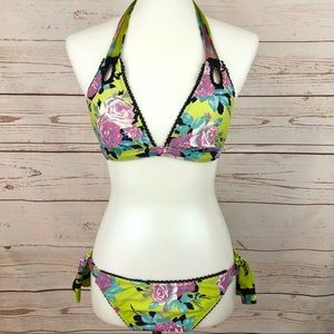 Betsey Johnson Floral Bikini - Yellow and Pink